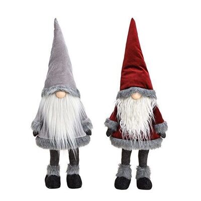 Wobbly gnome made of textile, metal red, gray 2-fold, (W/H/D) 22x64x19cm
