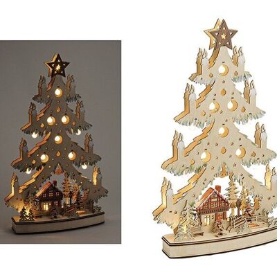 Albero di Natale con illuminazione a LED in legno (L/A/P) 34x64x10 cm