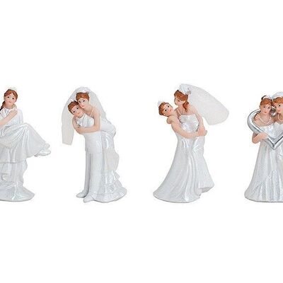 Figurine couple de mariage poly 4 assortis 8x9cm