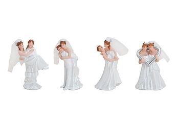 Figurine couple de mariage poly 4 assortis 8x9cm