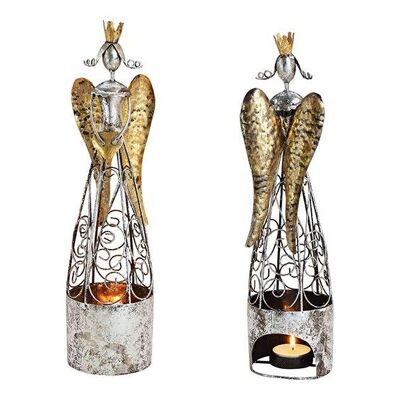 Tealight holder angel made of metal silver (W / H / D) 9x35x9cm
