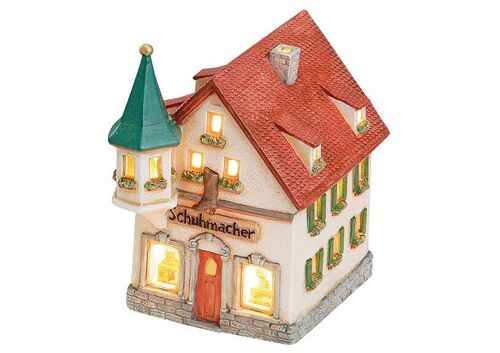 Windlicht-Haus Schuhmacher aus Porzellan, B14 x T11 x H17 cm