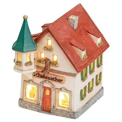 Windlicht-Haus Schuhmacher aus Porzellan, B14 x T11 x H17 cm