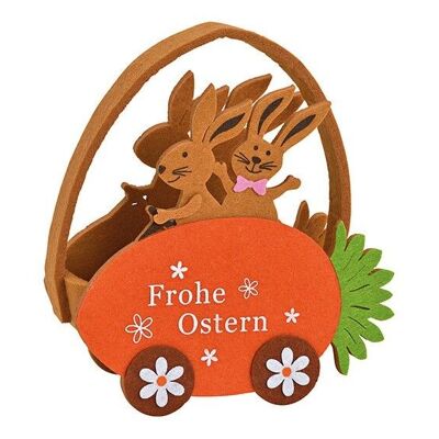 Filzkorb Hase Frohe Ostern mit Henkel aus Filz Bunt (B/H/T) 18x18x8cm