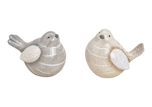 Vogel aus Keramik Grau/Beige 2-fach
