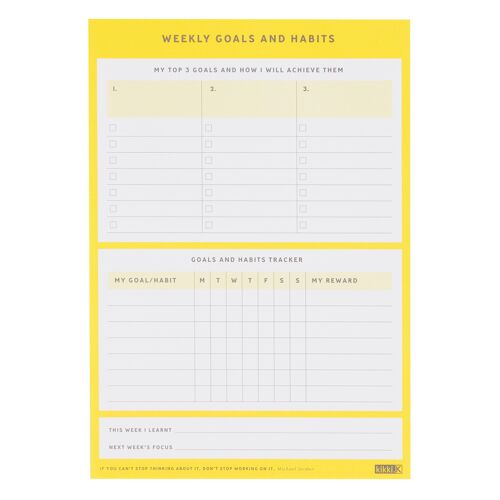 B5 weekly goals and habits pad inspiration