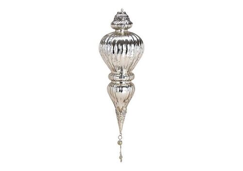 Weihnachtshänger Zapfen aus Glas, Silber (B/H/T) 13x43x13cm