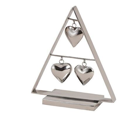 Stand tree with heart pendant made of metal silver (W / H / D) 21x25x8cm