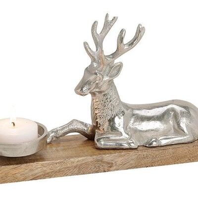 Candle holder deer motif made of mango wood