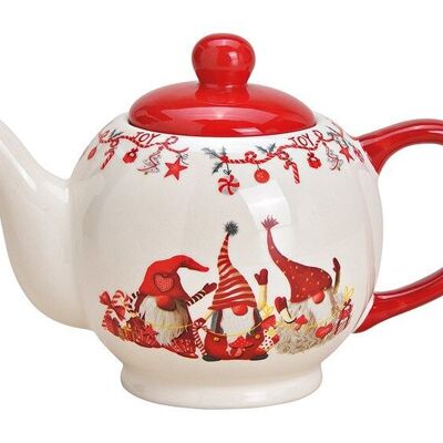 Teapot Christmas elf decor made of ceramic white (W / H / D) 24x15x13cm