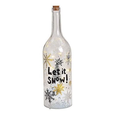Bottle of Christmas tree decoration with 10 LEDs, snow swirls made of transparent glass (W/H/D) 12x44x12cm