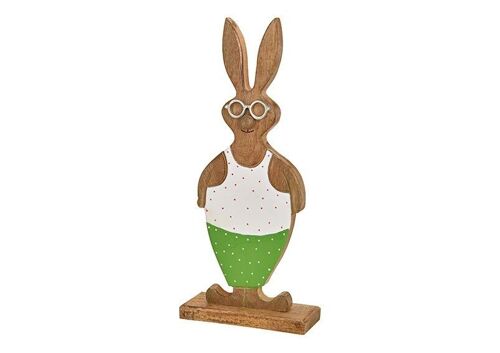 Aufsteller Hase mit Brille aus Holz Grün/Weiß (B/H/T) 20x50x9cm