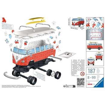 Puzzle 3D Véhicules Volkswagen Van 162 pièces 3