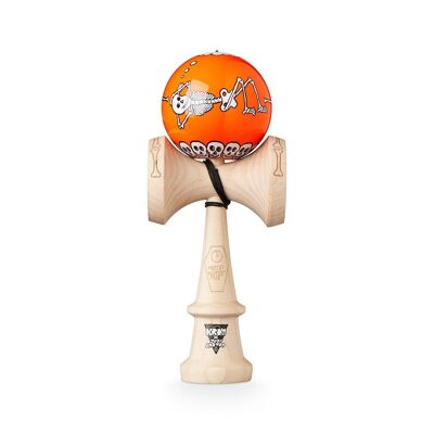 KROM KENDAMA "JODY BARTON SKELETONS ORANGE" • wooden skill toy