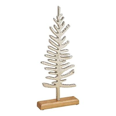 Supporto per albero di Natale in metallo, legno di mango argento (L / A / P) 16x42x5cm