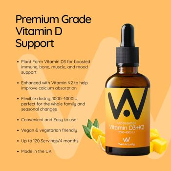 Vitamine D3 + K2 liposomale - Compte-gouttes (2000/4000UI) - Orange & Mangue 4