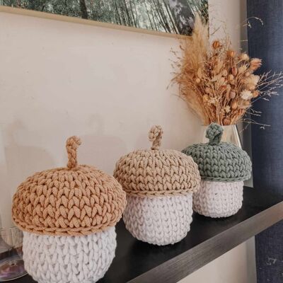cesta de crochet "Bellota" Cesta Utensilios de almacenamiento ideas de regalos, bellota, decoración de otoño