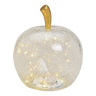Apfel mit 40er LED, mit Timer, aus Glas Transparent (B/H/T) 27x30x27cm
