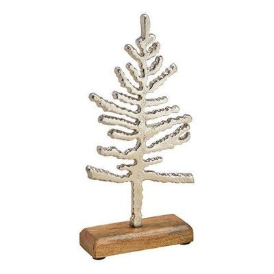 Supporto per albero di Natale in metallo, legno di mango argento (L / A / P) 13x27x5cm