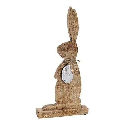 Mango wood rabbit with metal egg pendant brown (W / H / D) 20x43x5cm