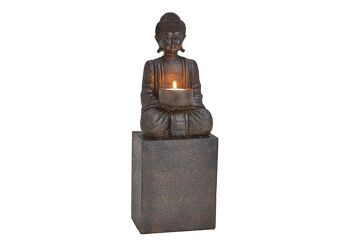 Photophore Bouddha en poly noir (L / H / P) 12x35x9cm