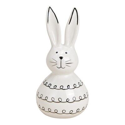 Conejo de cerámica blanco (An / Al / Pr) 6x13x6cm