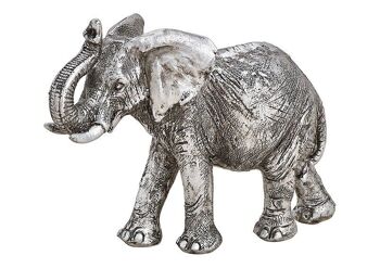 Éléphant en poly argent (L / H / P) 16x12x6cm