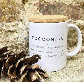 Mug avec son couvercle en liège  "Cocooning" 2