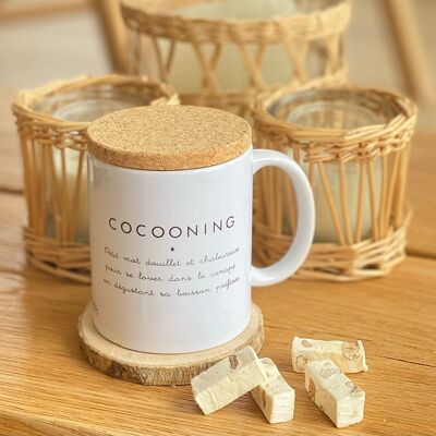 Mug avec son couvercle en liège  "Cocooning"