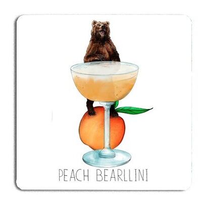 Peach Bearllini Drinks Coaster | Cork Coaster | Funny Coaster | Cocktails