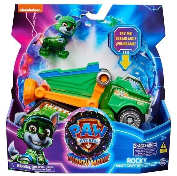 SPIN MASTER – Fahrzeug und Figur aus dem Film „Rocky Paw Patrol“.