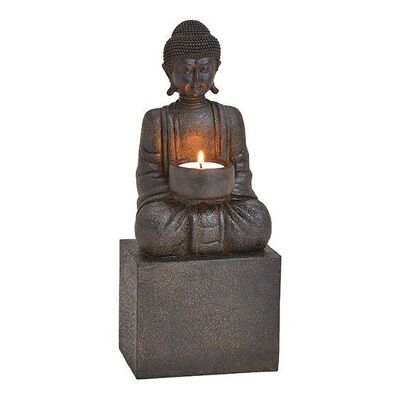 Tealight holder Buddha made of poly black (W / H / D) 12x30x9cm