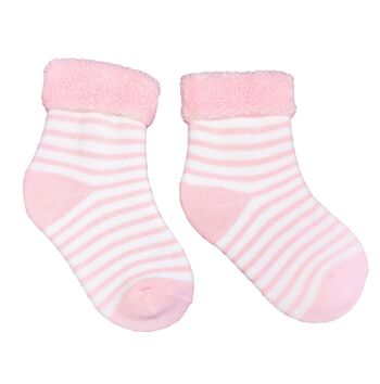 Chaussettes en peluche pour enfants >> Rayures blanches : rose clair << Chaussettes en peluche en coton pour enfants de haute qualité 1