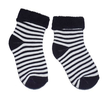 Plush Socks for children >>White Stripes: Navy Blue<< High quality children's cotton plush socks