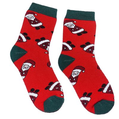 Plüsch Frottee Socken für Kinder >>Weihnachten: Rot<< Hochwertige Kinder Baumwoll Plüsch Socken