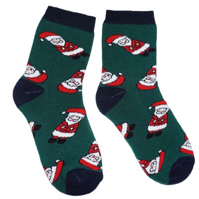 Plush Socks for children >>Christmas Day: Dark Green<< High quality children's cotton plush socks