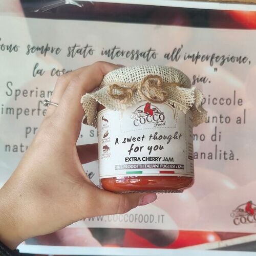 Confettura Extra di Ciliegie di San Valentino, vaso regalo con Yuta e scritta personalizzabile 340g