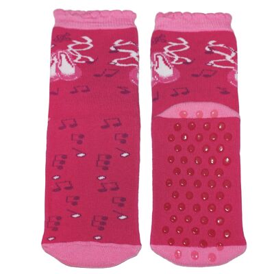 Chaussettes antidérapantes pour enfants >>Chaussures de danse : rose<< Chaussettes pour enfants de haute qualité en coton avec revêtement antidérapant