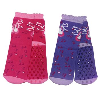 Chaussettes antidérapantes pour enfants >>Chaussures de danse : rose<< Chaussettes pour enfants de haute qualité en coton avec revêtement antidérapant 3