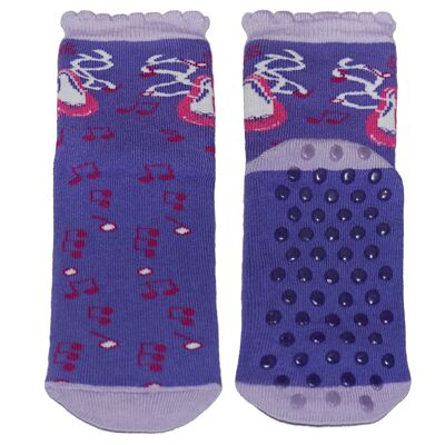 Calzini antiscivolo per bambini >>Scarpe da ballo: Lilla<< Calzini per bambini di alta qualità in cotone con rivestimento antiscivolo