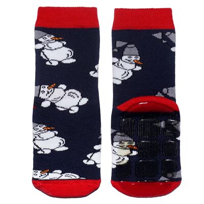 Calzini antiscivolo per bambini >>Pupazzi di neve: blu navy<< Calzini per bambini di alta qualità in cotone con rivestimento antiscivolo