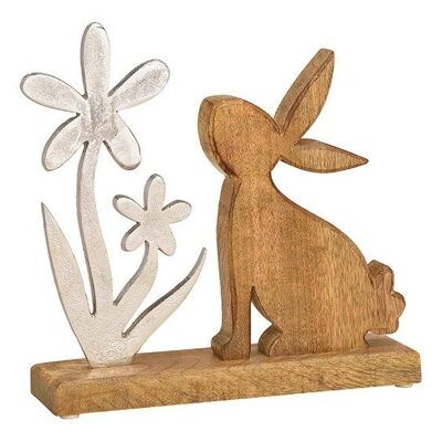 Display hare with flower made of wood
