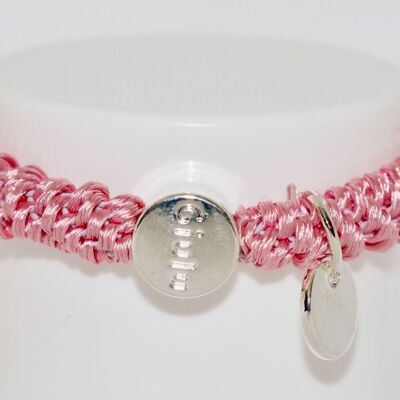 Hair tie with silver in blush