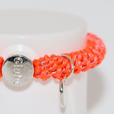 Hair tie with silver in neon orange