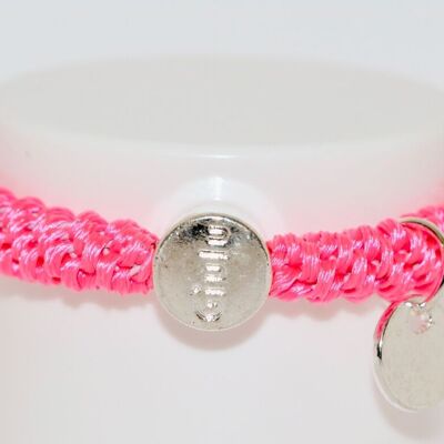Hair tie with silver in neon pink