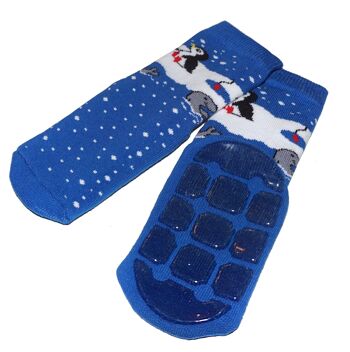 Chaussettes antidérapantes pour enfants >>Pingouin et ses amis : bleu moyen<< Chaussettes pour enfants de haute qualité en coton avec revêtement antidérapant 2