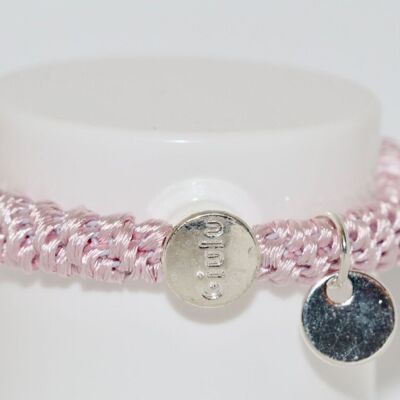 Hair tie with silver in pink