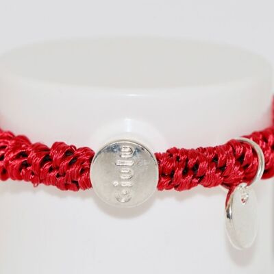 Hair tie with silver in red