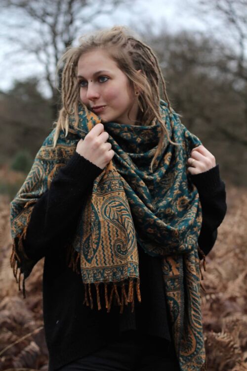 Paisley Schal "Bohemian" -petrol-