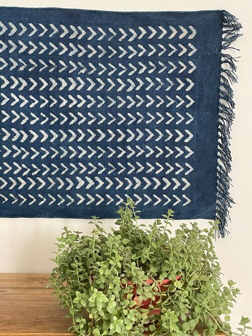 2x3 Ft - Cotton Hand Weaved Hand Block Printed Indigo Tapestry,Wall Hanging,Home Decor,Tapestry Rug,Indigo Wall Art,Traditional Wall Decor.